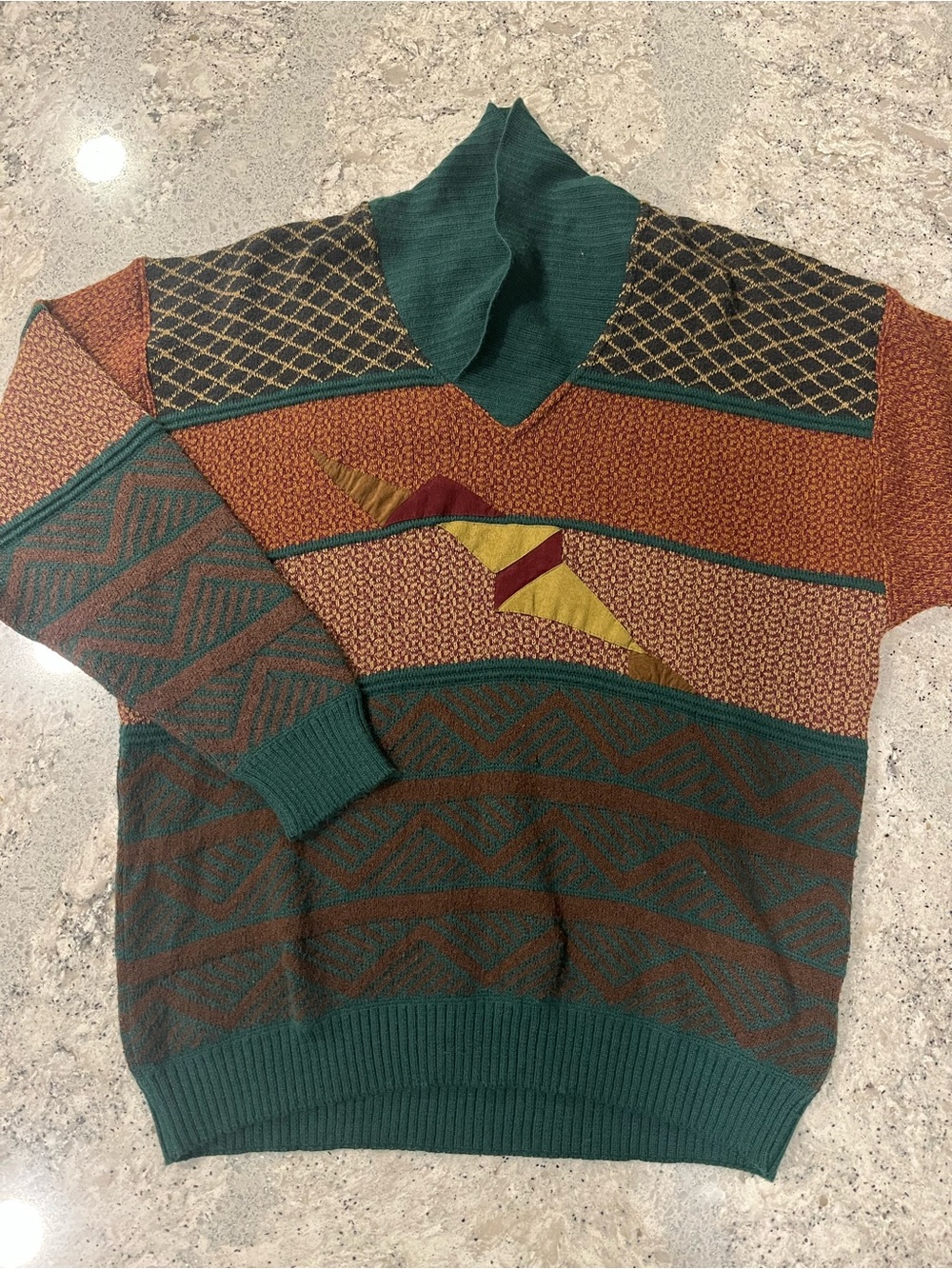 Vintage 80s Made in Italy Geometric Patterned 3D Knit Sweater